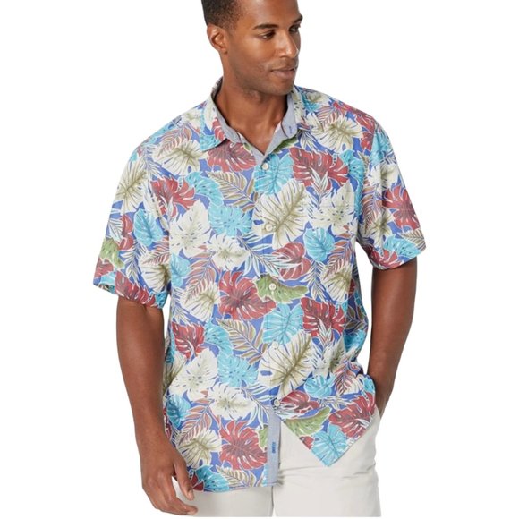 Tommy Bahama Men's Coconut Point Fronds Mosaic IslandZone Camp Shirt, Large, NWT - Picture 2 of 8